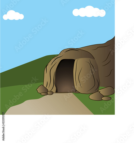 The tomb in which Christ resurrected. Vector illustration.