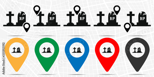 Tombstones icon in location set. Simple glyph, flat illustration element of halloween theme icons