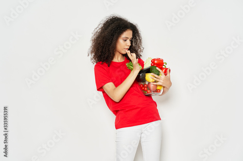young woman with apple