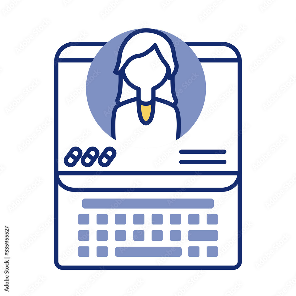 laptop with doctor health online line style laptop with doctor health online line style