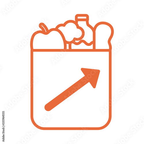 grocery paper bag with arrow up infographic line style