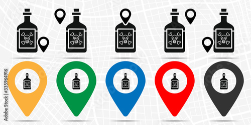 Bottle of poison icon in location set. Simple glyph, flat illustration element of halloween theme icons