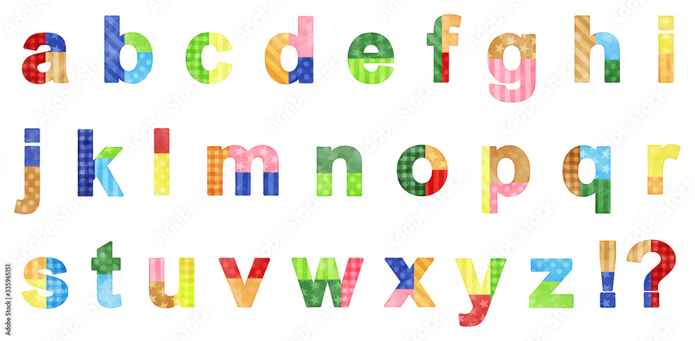 watercolor patchwork colorful alphabet (vector)