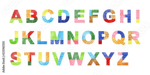 watercolor patchwork colorful alphabet (vector) photo