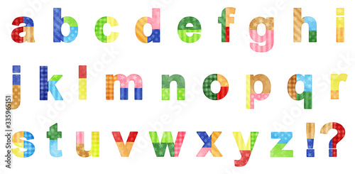 watercolor patchwork colorful alphabet (vector)