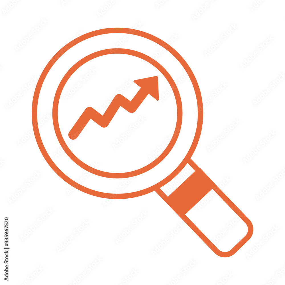 magnifying glass with arrow up infographic line style magnifying glass with arrow up infographic line style