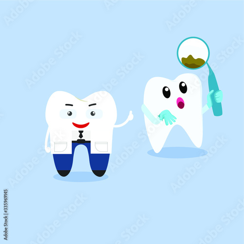 tooth with toothbrush