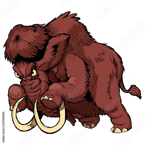 Charging Wooly Mammoth Vector Cartoon Mascot