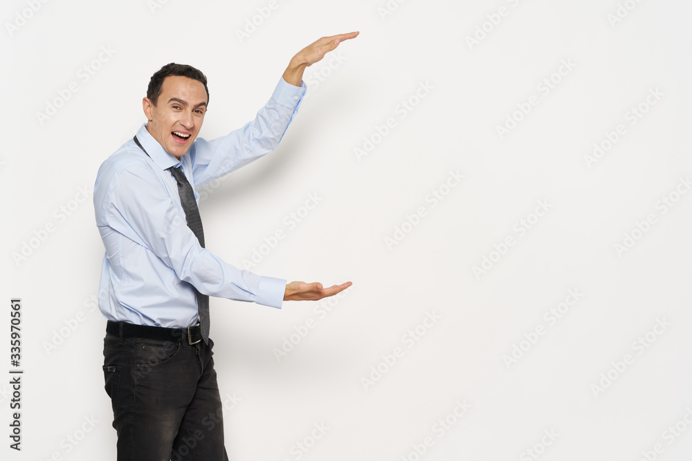 young man presenting something young man presenting something