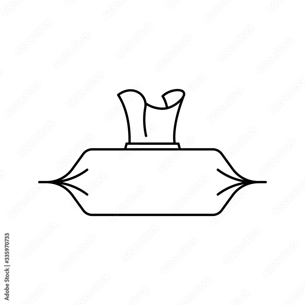 Wet wipes vector icon. Virus protection. Minimalist line art isolated on white background. Wet wipes vector icon. Virus protection. Minimalist line art isolated on white background.