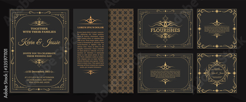 collection Invitation card vector design vintage style