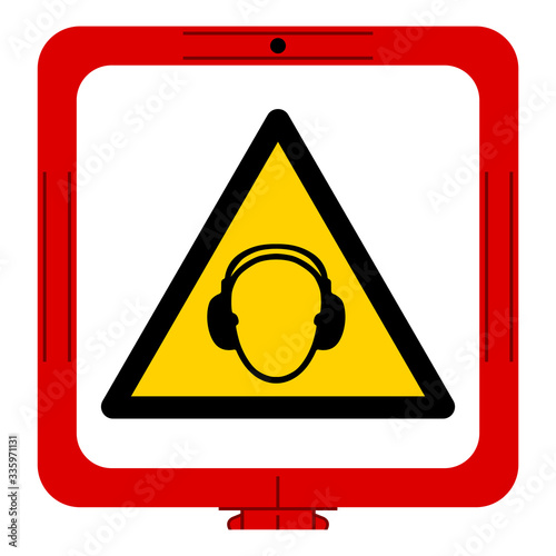 Warning Wear Earmuff Symbol Sign,Vector Illustration, Isolated On White Background Label. EPS10