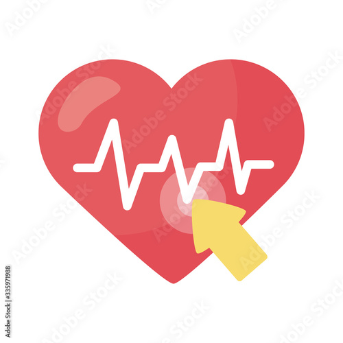 cursor mouse with heart cardio health online detaild style