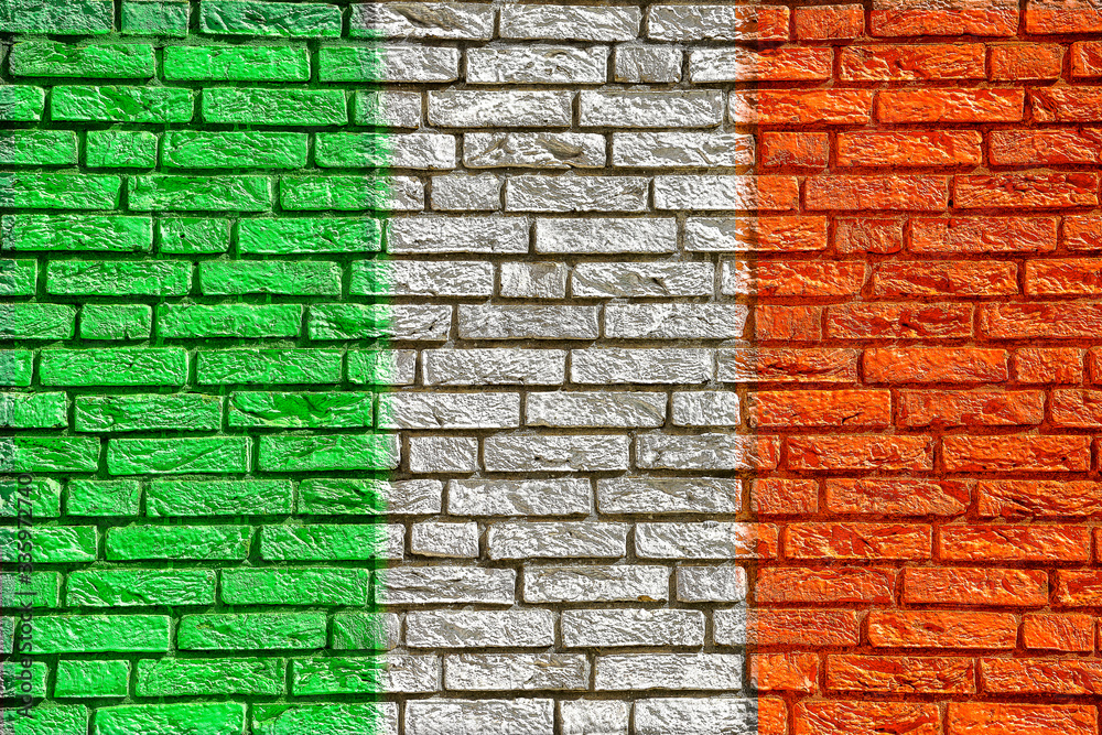 Colorful background and texture depiction of country flag on a brick wall. Colorful background and texture depiction of country flag on a brick wall.