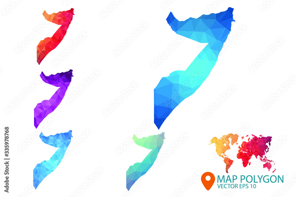 Somalia Map - Set of geometric rumpled triangular low poly style gradient graphic background , Map world polygonal design for your . Vector illustration eps 10.