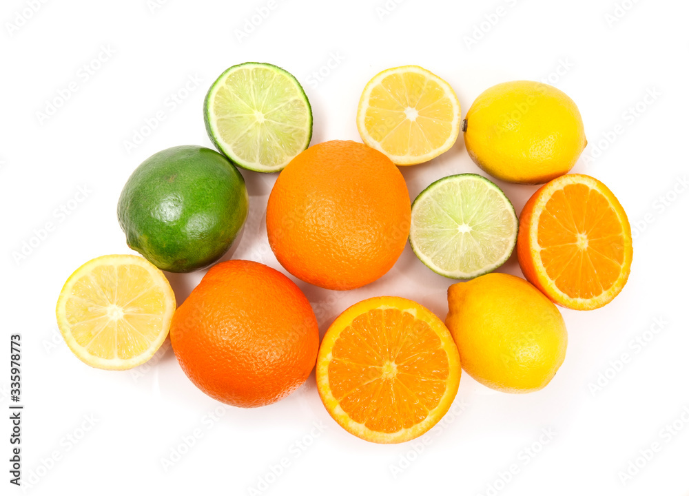 Oranges, Lemons and Limes on a White Background Oranges, Lemons and Limes on a White Background