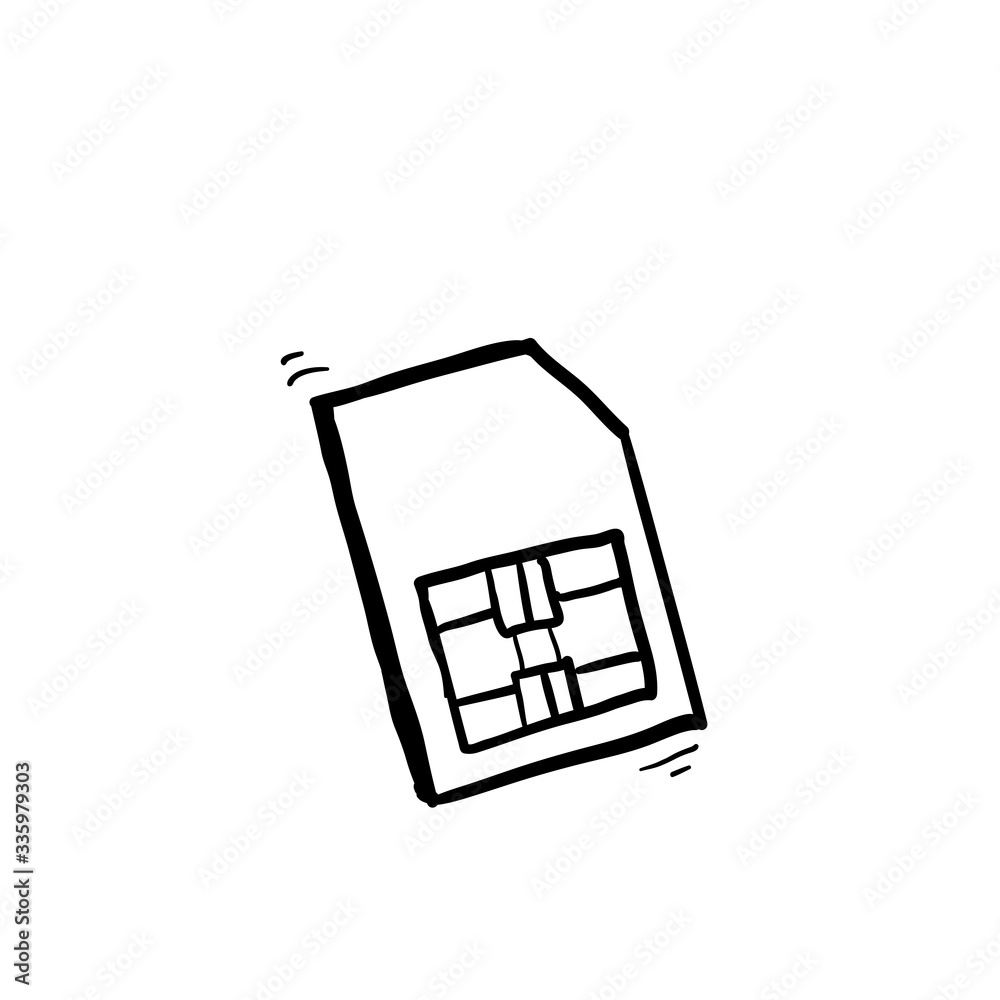 hand drawn doodle simcard illustration icon isolated hand drawn doodle simcard illustration icon isolated