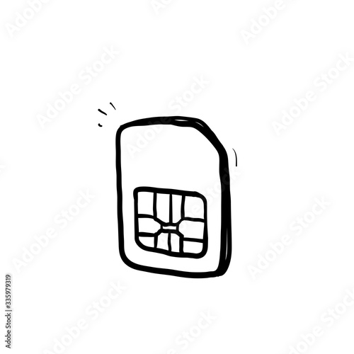 hand drawn doodle simcard illustration icon isolated © devitaayu