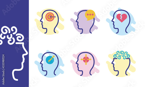 bundle of profiles mental health silhouette style icon