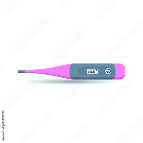 Medical digital thermomerter show normal temperature isolated on white background.Flat icon design .Fever temperature measurement. Hospital tool. Medical healthcare concept. Vector Illustration. EPS10