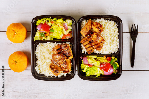 Healthy food delivery or take away lunch in container.