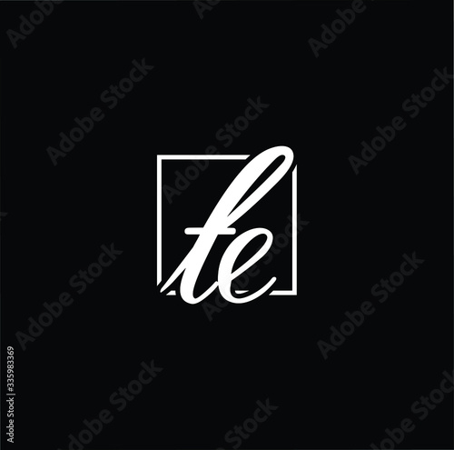 Minimal elegant monogram art logo. Outstanding professional trendy awesome artistic TE ET initial based Alphabet icon logo. Premium Business logo White color on black background
