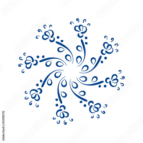Vector Botanical composition  mandala of flowers . Floral simple hand-drawn elements for your design . Doodle style
