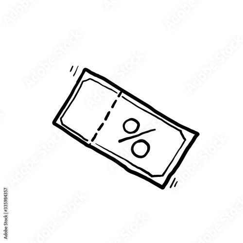 hand drawn shopping voucher or Discount ticket icon Vector illustration with doodle style