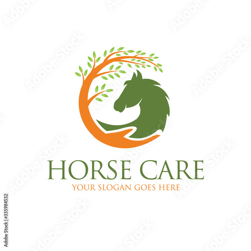 horse care logo designs leaf