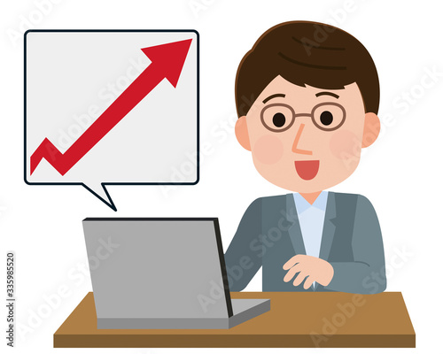 株価　売上　アップ　男性　イラスト