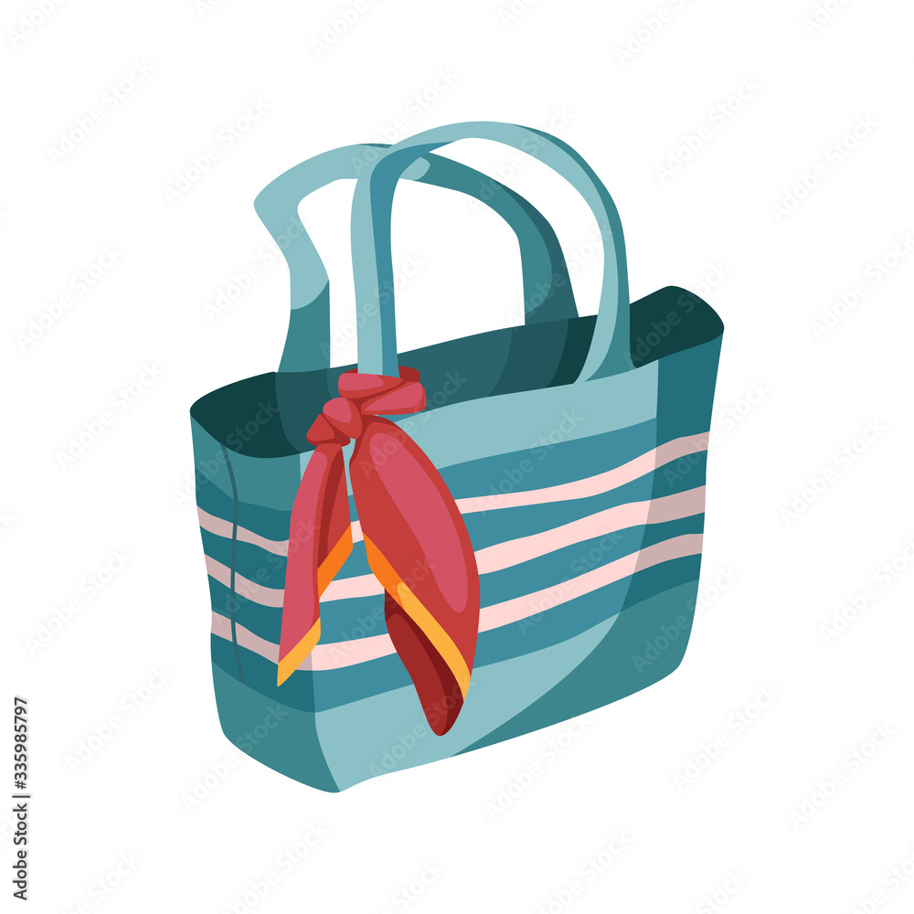 Beach bag. Beach accessory. Vector Illustration in cartoon style isolated on white background. Beach bag. Beach accessory. Vector Illustration in cartoon style isolated on white background.