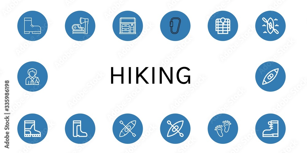 Set of hiking icons Set of hiking icons