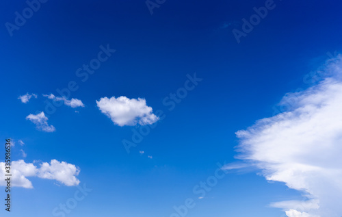 Blue sky  cumulus and cirrus clouds