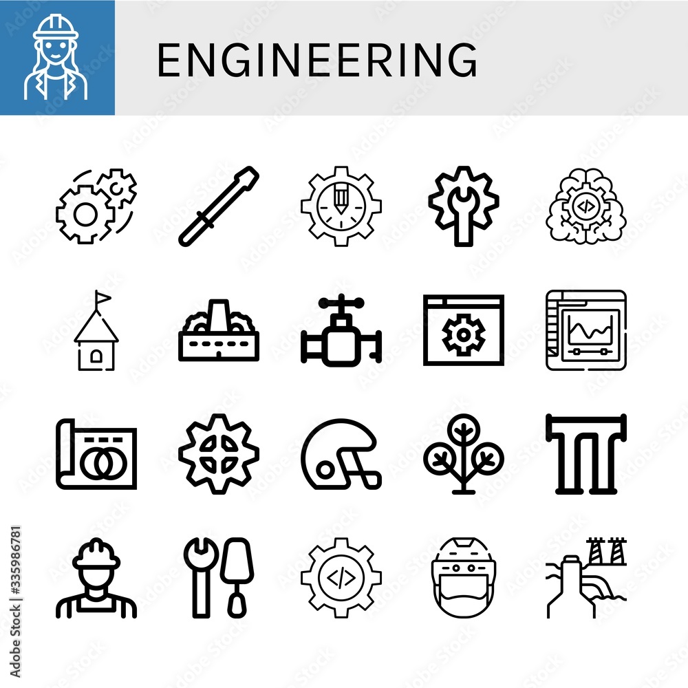 engineering simple icons set