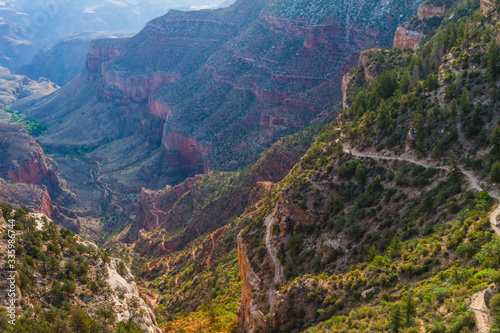 The Switchbacks Decending From The Trailhead Down The Bright Angel Trail, Grand Canyon National Park, Arizona, USA