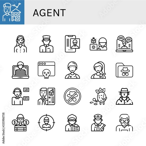 agent simple icons set