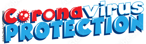 Font design for word coronavirus protection on white background