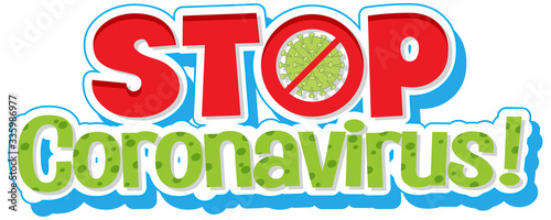 Word design for stop coronavirus on white background