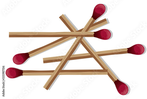 Pile of matches on white background