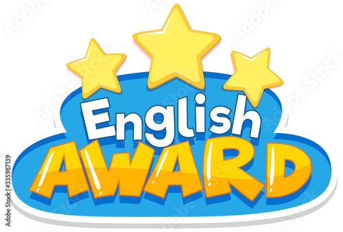Font design for English award with yellow stars