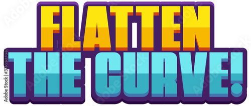 Word design for flatten the curve on white background