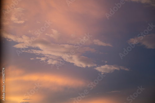 Fototapeta Naklejka Na Ścianę i Meble -  Purple sky at sunset, stratocumulus clouds. Abstract sky