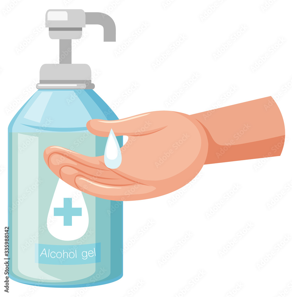 Cleaning hand with alcohol gel Cleaning hand with alcohol gel