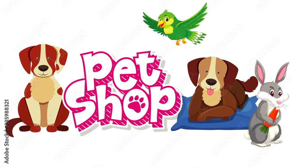 Font design for pet shop with many cute animals Font design for pet shop with many cute animals