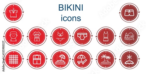 Editable 14 bikini icons for web and mobile