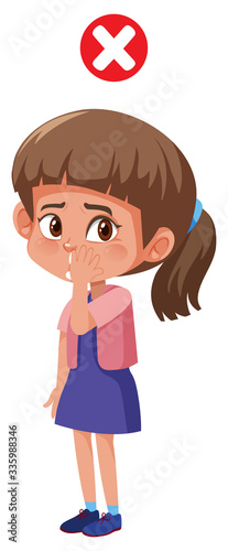 Girl touching face risk to have virus