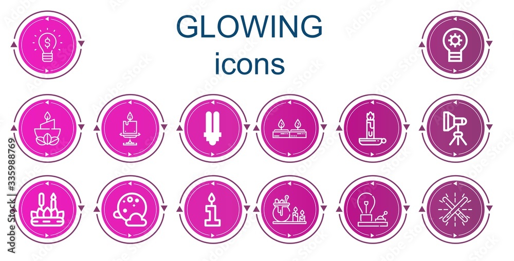 Editable 14 glowing icons for web and mobile Editable 14 glowing icons for web and mobile
