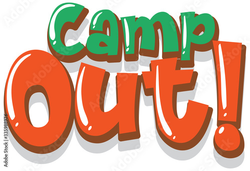Font design for word camp out on white background