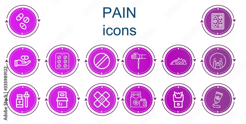 Editable 14 pain icons for web and mobile Editable 14 pain icons for web and mobile