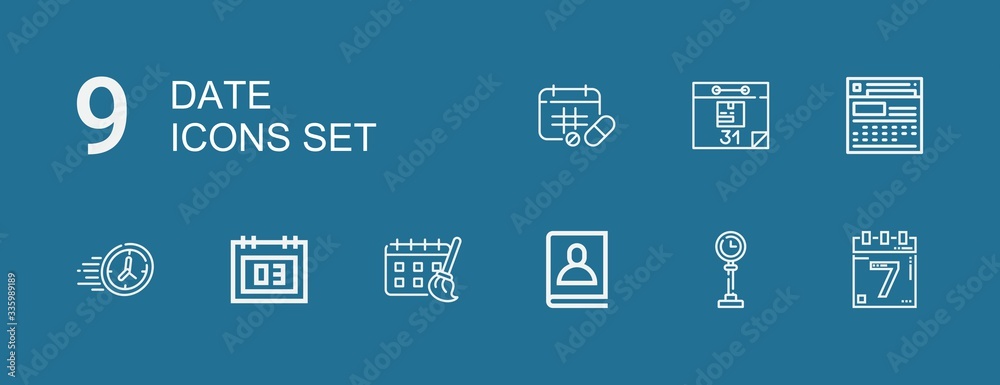 Editable 9 date icons for web and mobile Editable 9 date icons for web and mobile